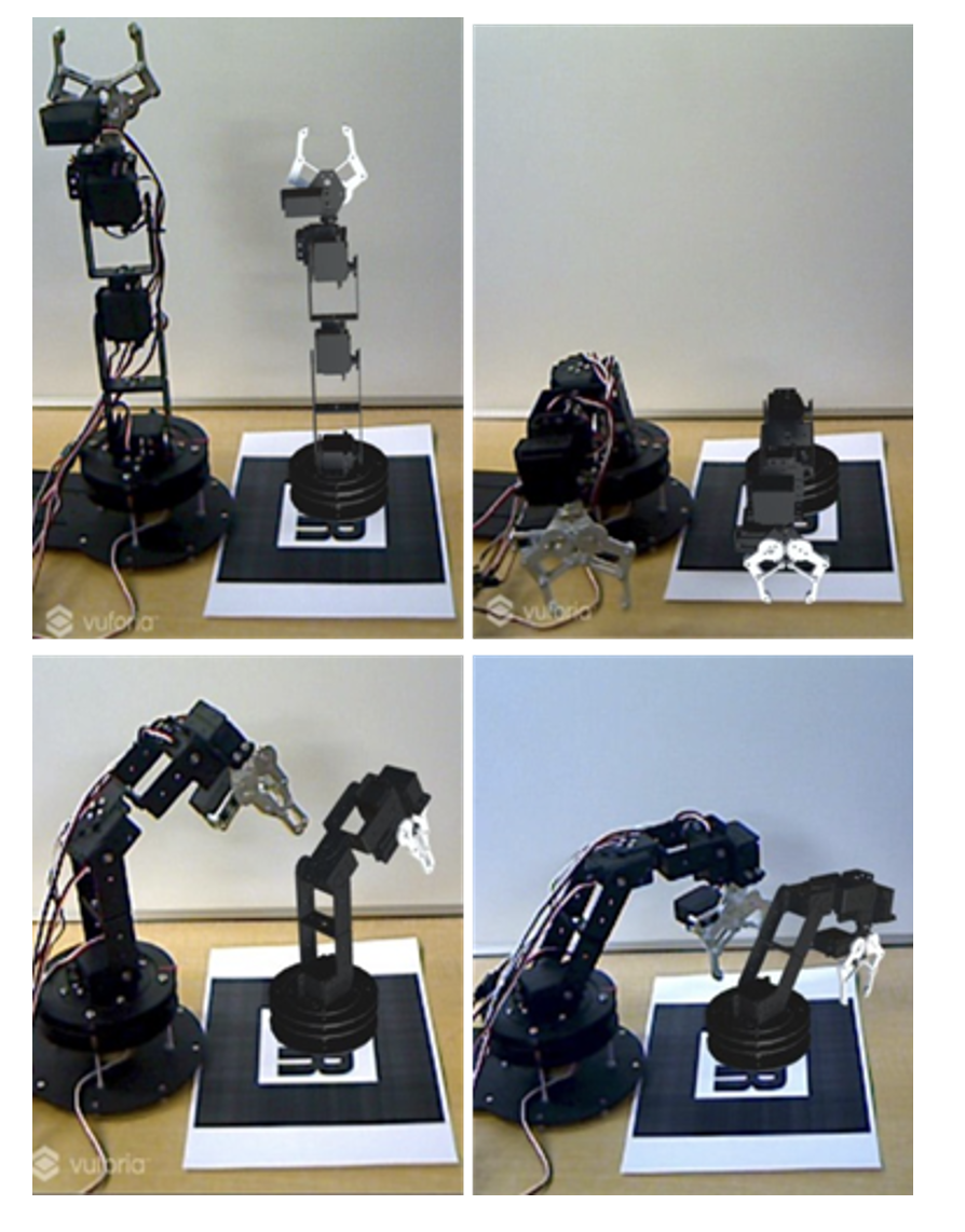 Digital twin of robot arm<br>(left: physical model; right: virtual model)